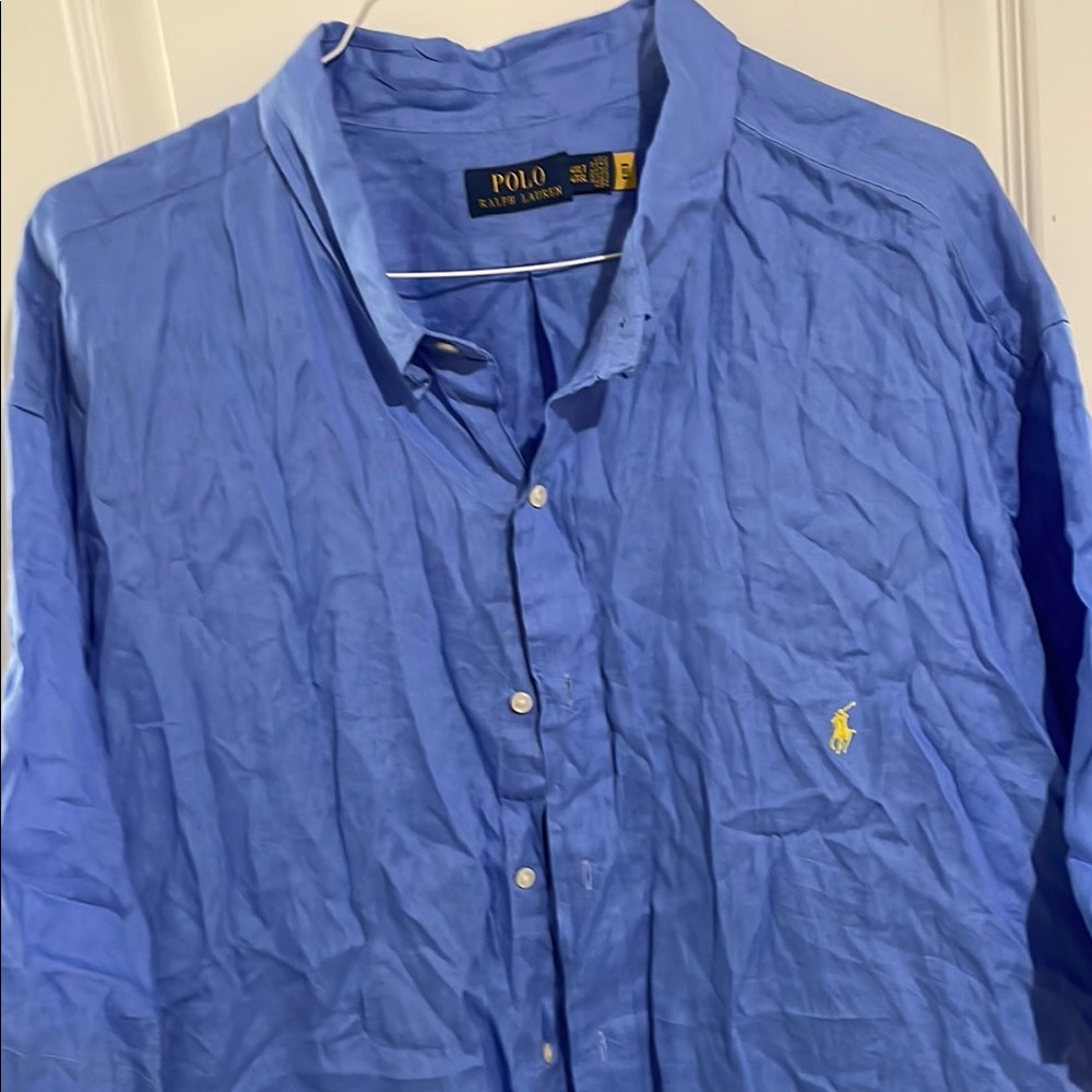 Polo by Ralph Lauren Men's Blue Linen Shirt
